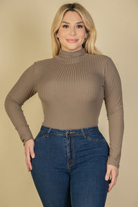 More to Love Ribbed Turtle Neck Long Sleeve Bodysuit