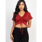 Ruched Short Sleeve Crop Top