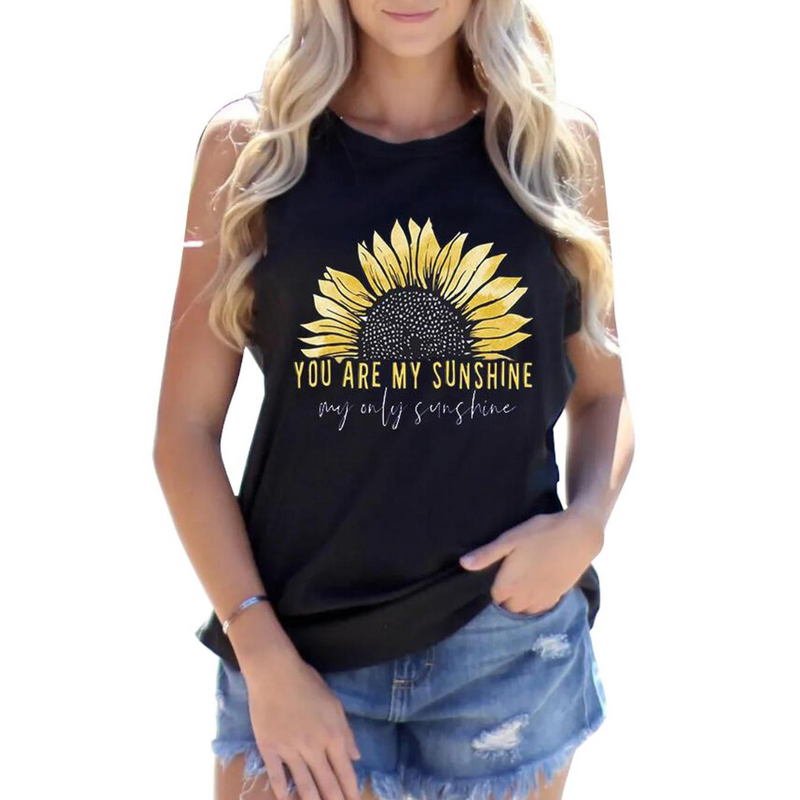 Sunflower You Are My Sunshine Tank In Black
